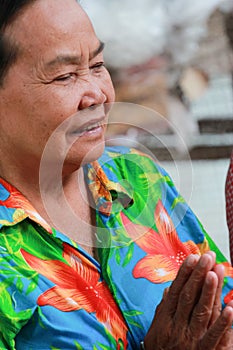 Senior people portrait, happy old woman smiling