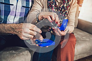 Senior Person Taking Medication, close up