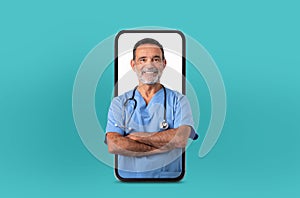Senior Physician Providing Virtual Care on Phone