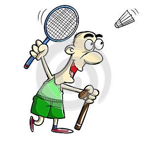 Senior playing badminton