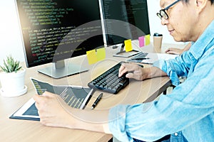 Senior programmer work with Developing programming