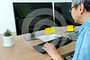 Senior programmer work with Developing programming