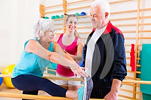 Senior at rehab in physical therapy