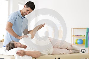 Senior rehabilitation with physiotherapist