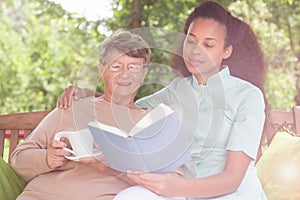 Senior and relax in garden