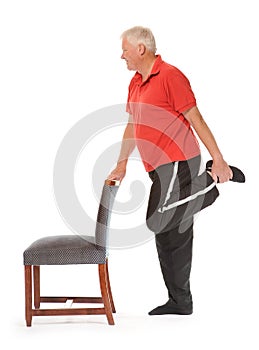 Senior retired man exercising