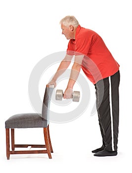 Senior retired man exercising