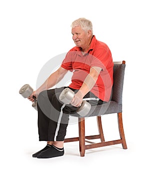 Senior retired man exercising