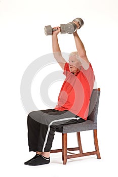 Senior retired man exercising