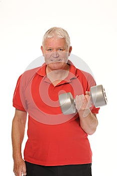 Senior retired man exercising