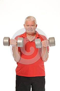 Senior retired man exercising