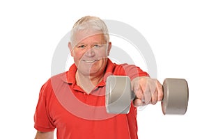 Senior retired man exercising