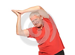 Senior retired man stretching