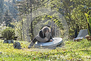 Senior sculptor working on a beautiful marble stone