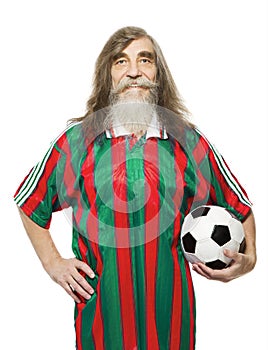 Senior soccer sport activity. Old man football fan