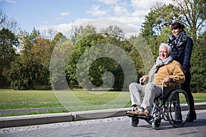 Senior spending leisure time outdoors