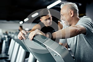 senior sportsman on treadmill