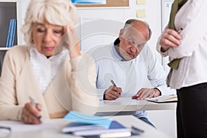 Senior students having exam