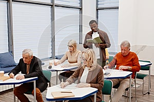Senior students sitting at training in class