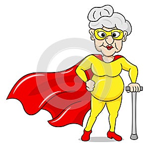 Senior super heroine with cape