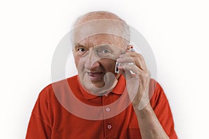 Senior using mobile phone