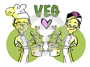 Senior Vegan Vegetarian Chef Couple photo