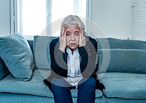 Senior widow woman lonely and sad feeling depressed at home