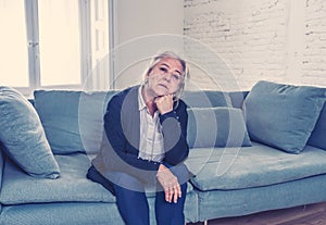 Senior widow woman lonely and sad feeling depressed at home