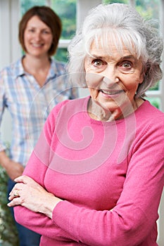 Senior Woman With Adult Daughter At Home