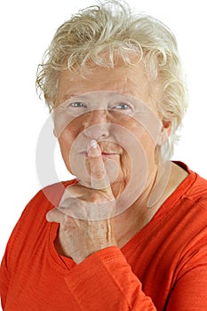 Senior woman is asking for silence