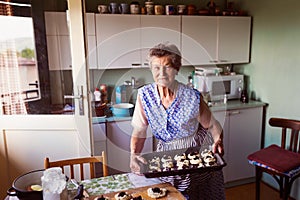 Senior woman baking