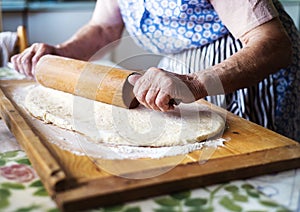 Senior woman baking