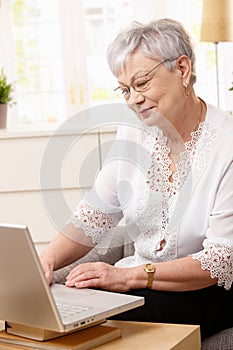 Senior woman browsing internet