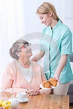 Senior woman and caregiver