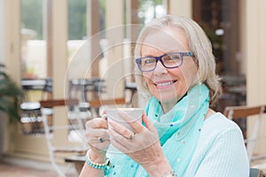 Senior woman coffee