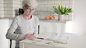 Senior Woman Counting Money For Utility Contract Payments