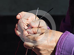 Senior woman crocheting