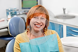 Senior woman in the dental office.