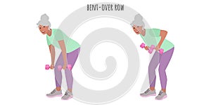 Senior woman doing bent-over row exercise