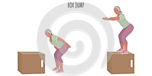 Senior woman doing box jump exercise