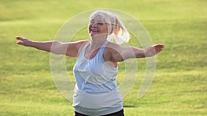 Senior woman doing exercise.