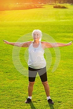 Senior woman doing exercise.