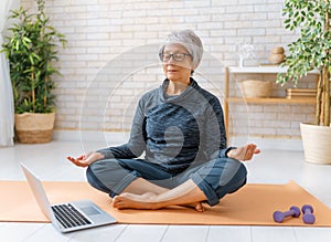 Senior woman doing yoga