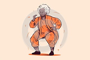 Senior Woman Doing Yoga Exercises. AI Generated