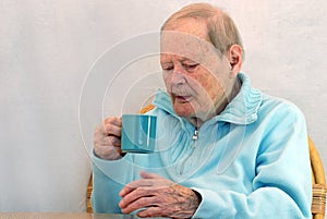 Senior woman drinking coffee