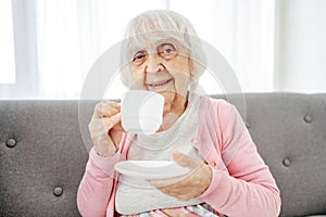 Senior woman drinking tea