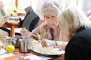 Senior woman eating