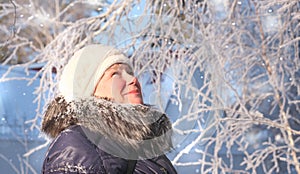 Senior woman enjoying a winter day
