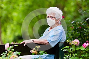 Senior woman in face mask. Virus outbreak