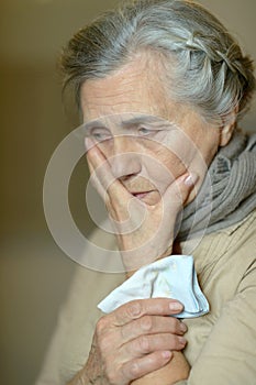 Senior woman feel unwell